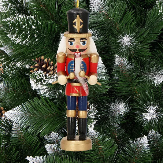 Karácsonyi diótörő figura szett, fa, 3 db, 12,5 cm, akasztható dísz