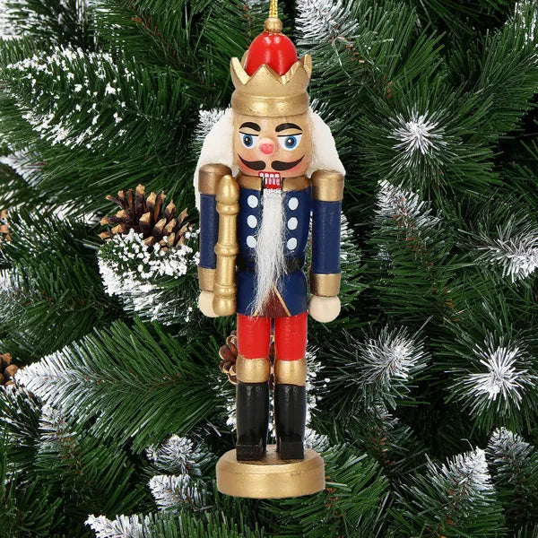 Karácsonyi diótörő figura szett, fa, 3 db, 12,5 cm, akasztható dísz