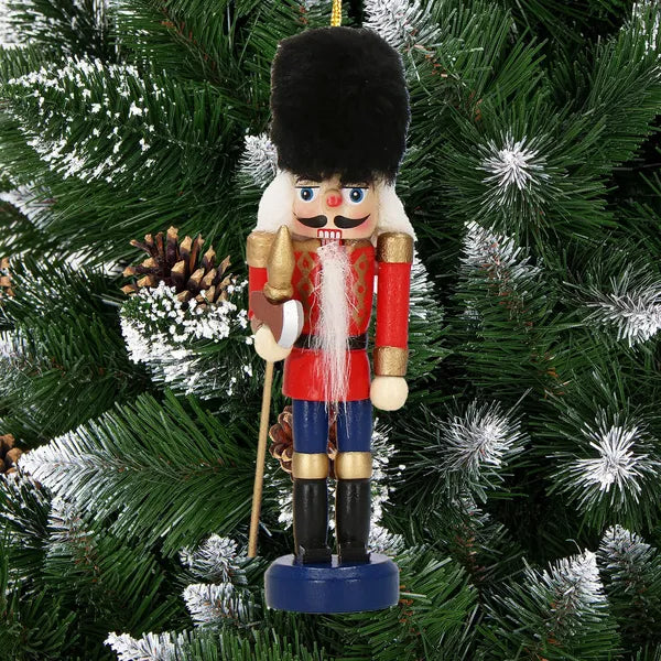 Karácsonyi diótörő figura szett, fa, 3 db, 12,5 cm, akasztható dísz