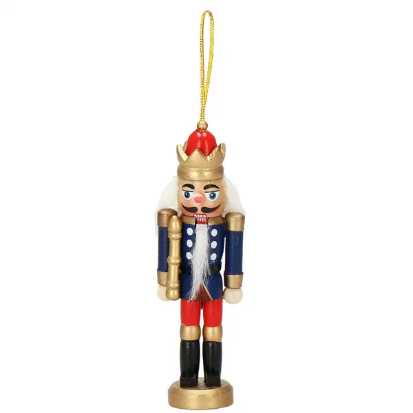 Karácsonyi diótörő figura szett, fa, 3 db, 12,5 cm, akasztható dísz