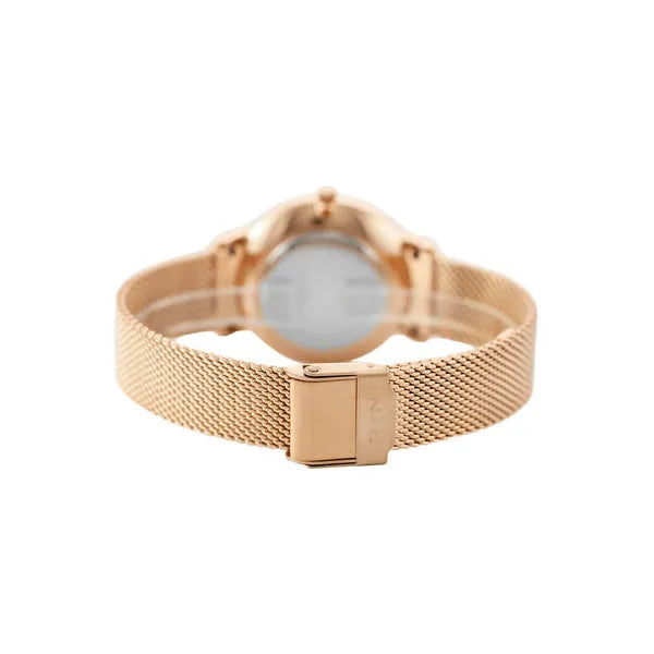 Rubicon RNBE28 női karóra, rozéarany hálós szíj, 32 mm, zafírüveg