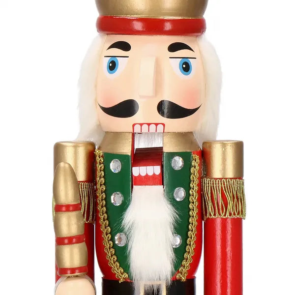 Karácsonyi diótörő király dekoráció, fa, 60 cm, többszínű