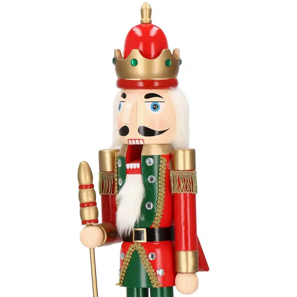 Karácsonyi diótörő király dekoráció, fa, 60 cm, többszínű
