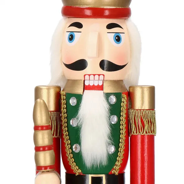 Karácsonyi diótörő király dekoráció, fa, 60 cm, többszínű