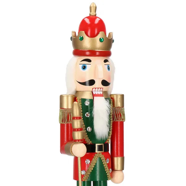 Karácsonyi diótörő király dekoráció, fa, 60 cm, többszínű
