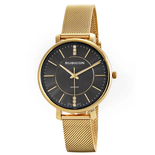Női arany nemesacél karóra, fekete számlap, zafírüveg, 36 mm