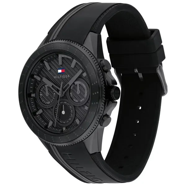 Tommy Hilfiger Aiden férfi fekete acél kvarc karóra 45 mm WR50