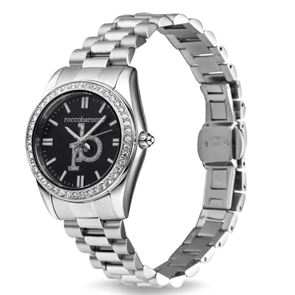 RoccoBarocco női karóra, ezüst rozsdamentes acél, cirkónia, quartz, 31 mm
