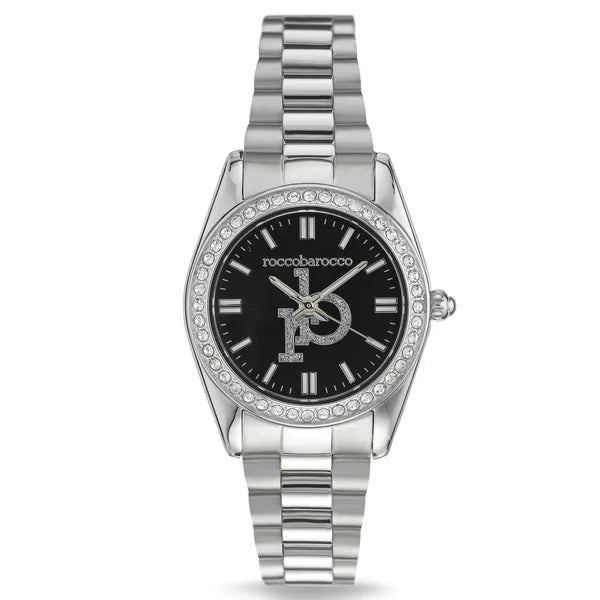 RoccoBarocco női karóra, ezüst rozsdamentes acél, cirkónia, quartz, 31 mm