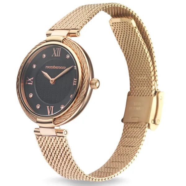 RoccoBarocco RB.4469S-04M női karóra szett, rózsaarany cirkónia