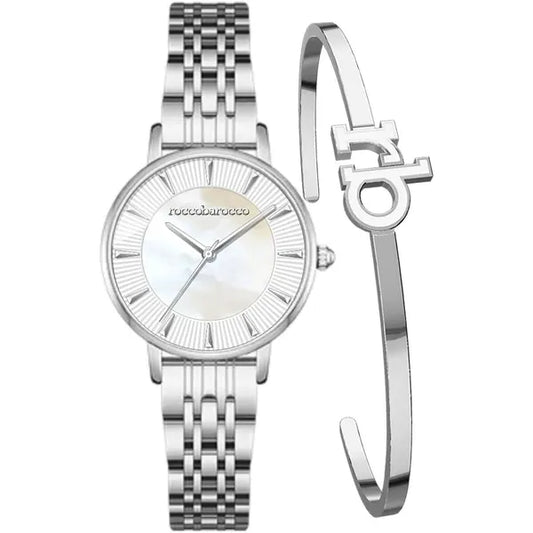 Roccobarocco női ajándékbox óra ezüst, 32 mm, rozsdamentes acél, quartz