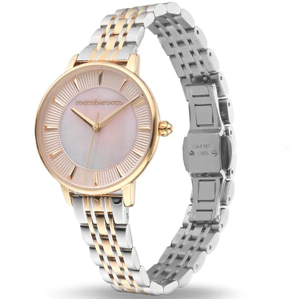 RoccoBarocco női karóra ajándékszett, rozéarany-ezüst, 32 mm, quartz