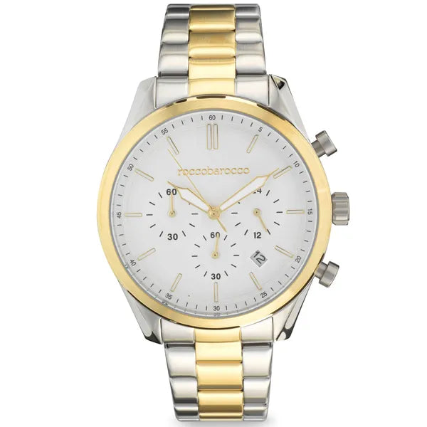 RoccoBarocco férfi karóra, rozsdamentes acél, ezüst/arany, 42 mm, WR50