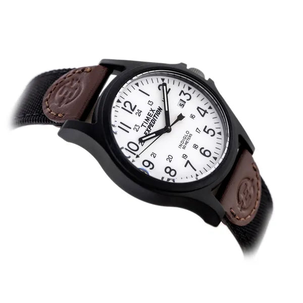 Timex Expedition férfi karóra 40 mm, kvarc, WR50, bőr szíj, fehér számlap