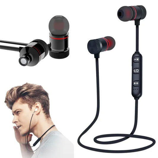 Fekete Bluetooth 4.1 sport fülhallgató, mágneses, beépített mikrofonnal