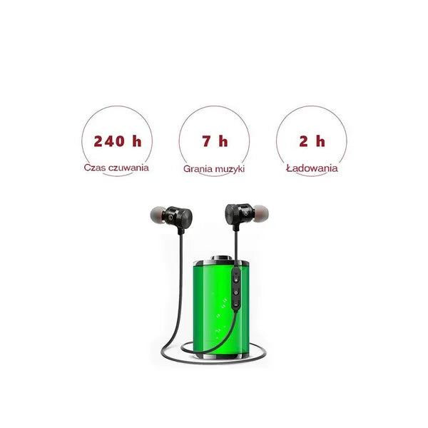 Fekete Bluetooth 4.1 sport fülhallgató, mágneses, beépített mikrofonnal