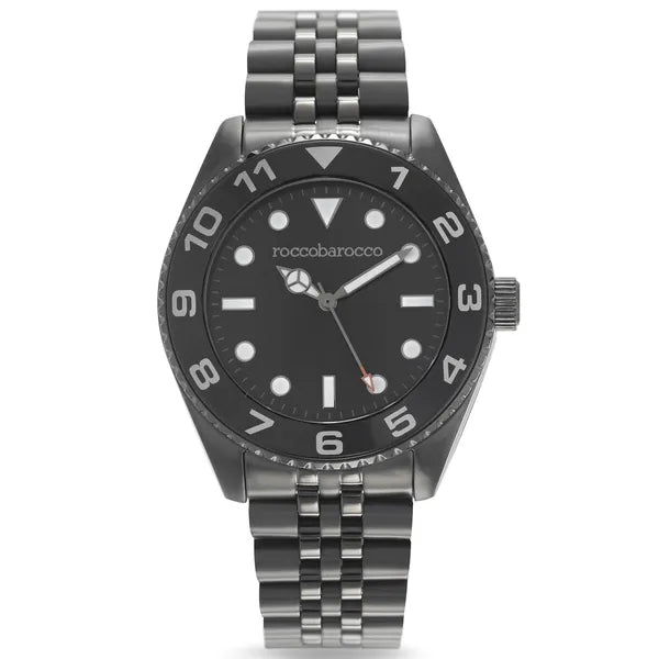 RoccoBarocco férfi karóra, fekete, rozsdamentes acél, 40 mm, WR50