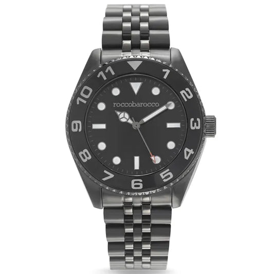 RoccoBarocco férfi karóra, fekete, rozsdamentes acél, 40 mm, WR50