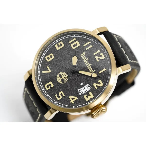 Timberland férfi kvarc karóra 45 mm fekete/arany bőr szíj WR50
