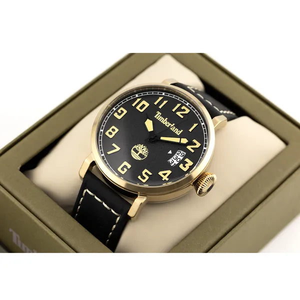Timberland férfi kvarc karóra 45 mm fekete/arany bőr szíj WR50