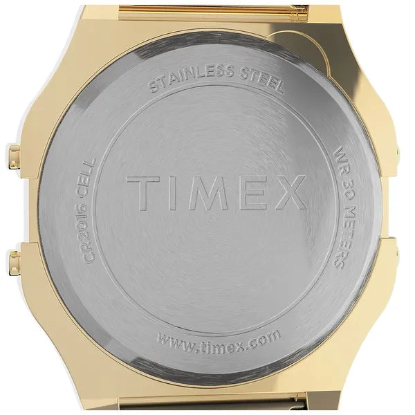 Timex T80 női karóra, arany rozsdamentes acél szíj, quartz LCD, 34 mm