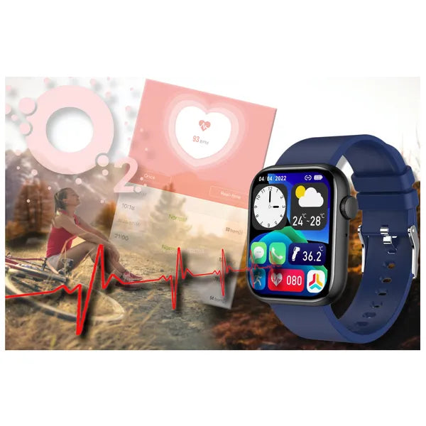 Gravity GT3 uniszex okosóra 1,85" TFT, Bluetooth 5.2, IP67, kék szíj