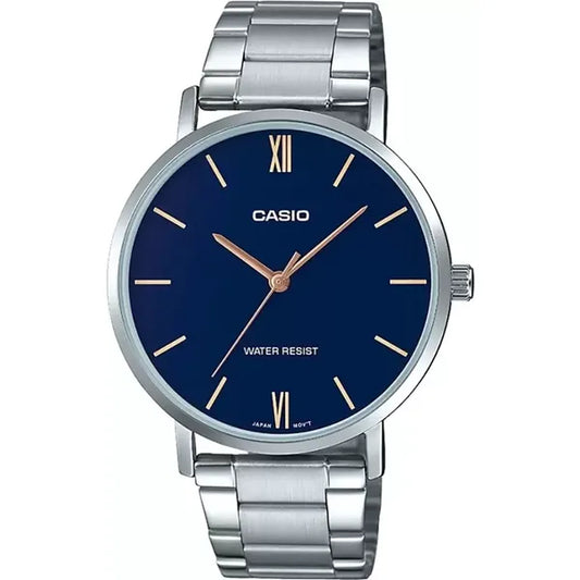 Casio LTP-VT01D-2B női karóra, nemesacél szíj, kék számlap, WR30