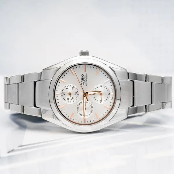 Casio MTP-1405D-7A férfi karóra, rozsdamentes acél, ezüst/rosegold, WR30