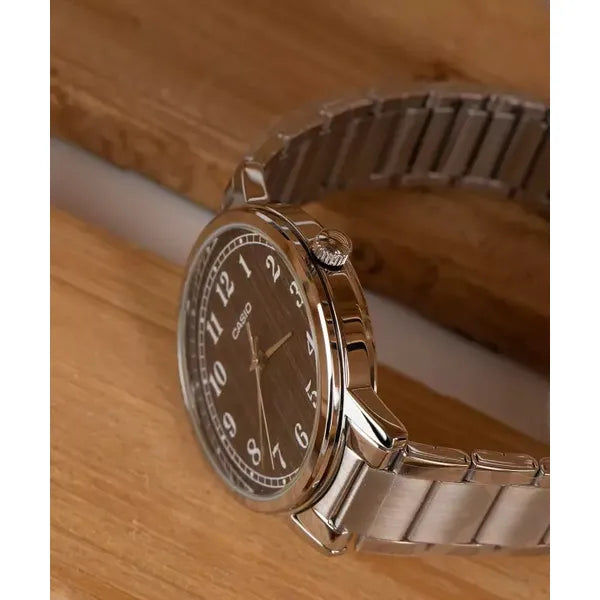 Casio MTP-E145D-5B1 férfi karóra, 40 mm, rozsdamentes acél, barna számlap