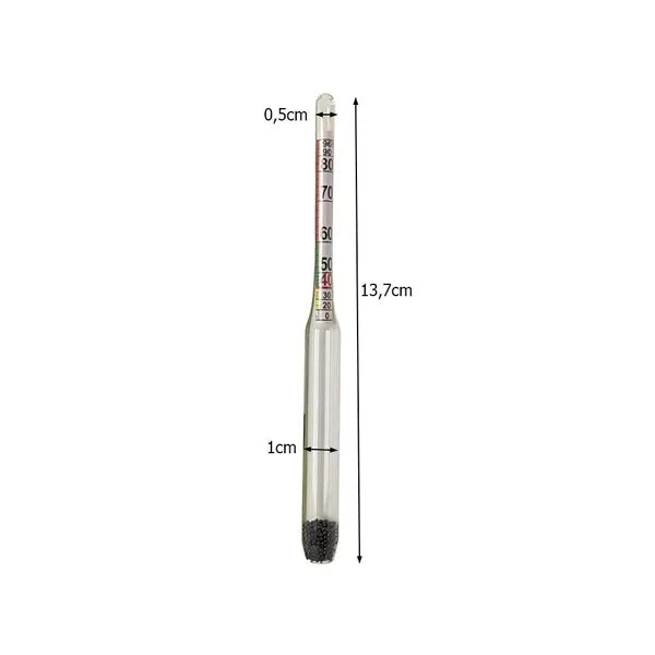 Üveg alkoholfokoló, 0–96% mérési tartomány, 13,7 cm