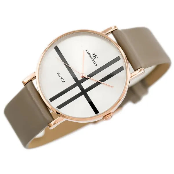 Jordan Kerr Simple női karóra, rosegold tok, bézs szövet szíj, 41 mm