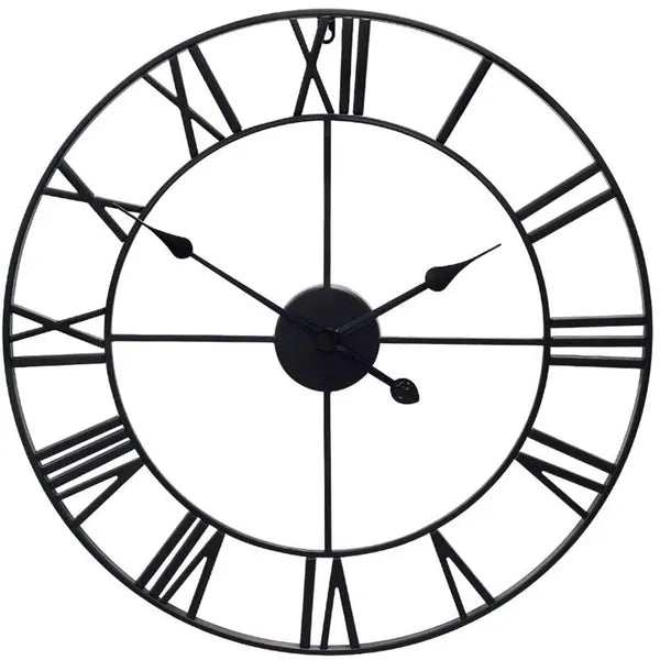 Retro vintage 3D római falióra, fekete, 60 cm átmérő