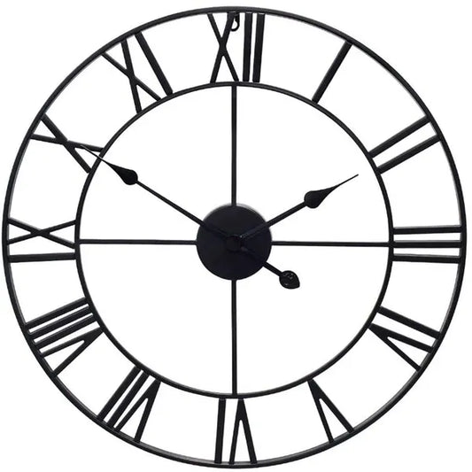 Retro vintage 3D római falióra, fekete, 60 cm átmérő