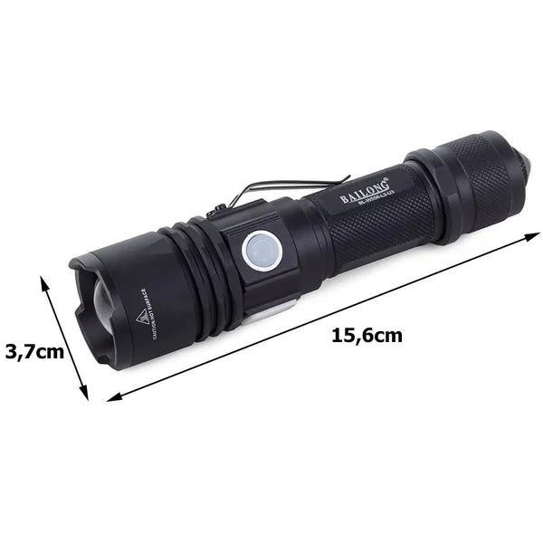 Bailong W556 taktikai zseblámpa, CREE XM-L3-U3 LED, USB, 400 m hatótáv
