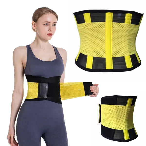 Neoprén karcsúsító fitneszöv – L méret, sárga