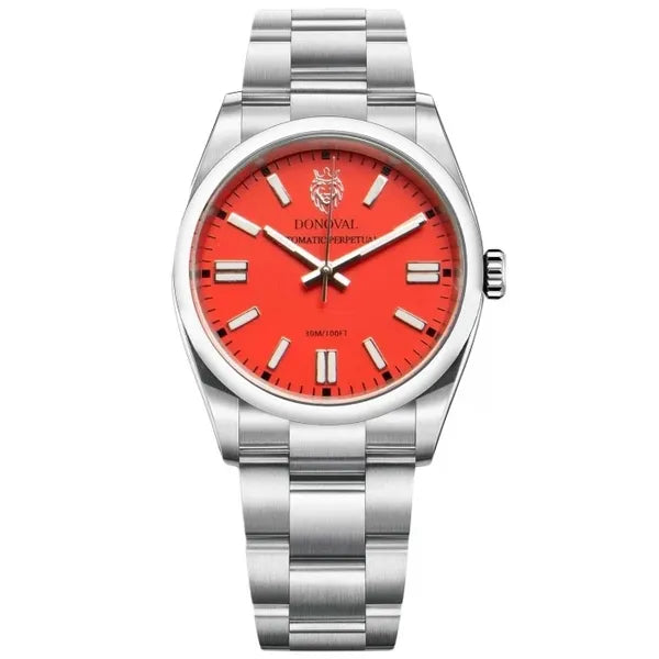 Donoval Tiffany DL0003 automata karóra 41 mm, vörös számlap, acél szíj