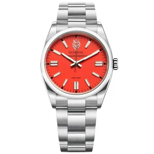 Donoval Tiffany DL0003 automata karóra 41 mm, vörös számlap, acél szíj
