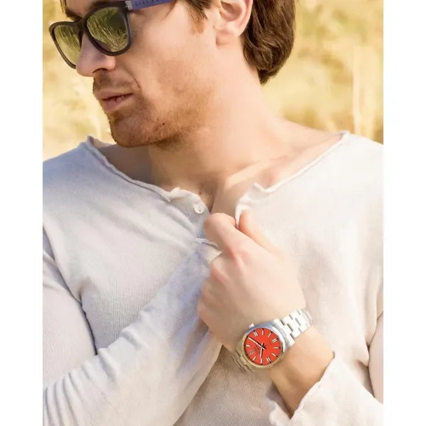 Donoval Tiffany DL0003 automata karóra 41 mm, vörös számlap, acél szíj