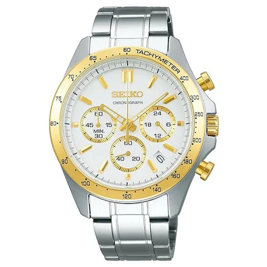 Férfi kronográf karóra, Seiko SBTR024, quartz, acél, WR100, ezüst/arany