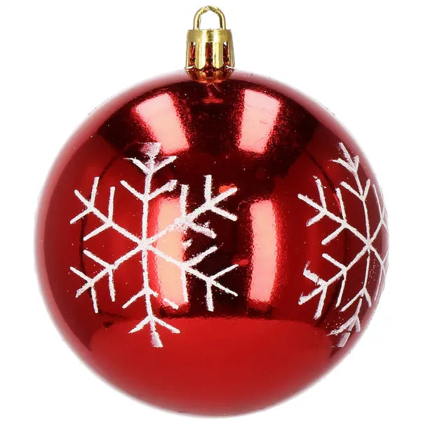 Karácsonyi gömbdísz készlet 8 cm, 16 db, piros-fehér, törhetetlen