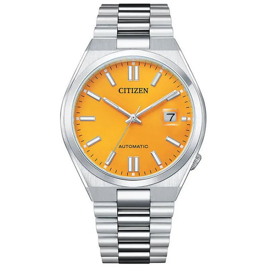 Citizen Tsuyosa férfi automata karóra, zafírüveg, acél szíj, 40 mm, sárga