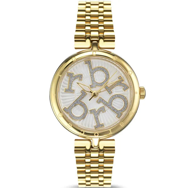 RoccoBarocco női karóra arany acél szíjjal, fehér számlap, 32 mm, quartz
