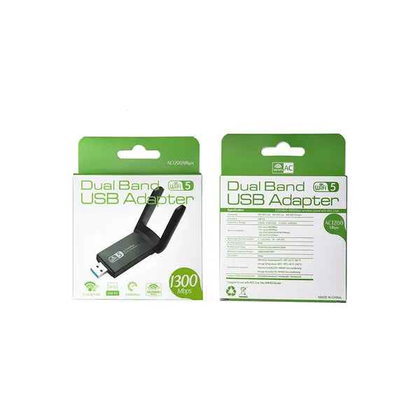 USB 3.0 Wi-Fi adapter, kétsávos 2,4/5 GHz, 1300 Mbps