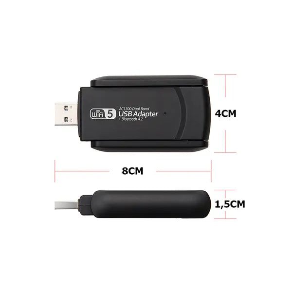USB 3.0 Wi-Fi adapter, kétsávos 2,4/5 GHz, 1300 Mbps