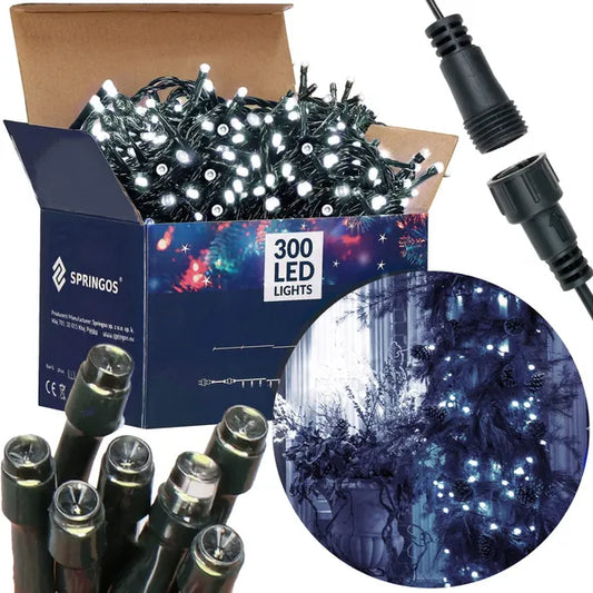 300 LED karácsonyfa fényfüzér, hidegfehér, 19,5 m, IP44, kültéri