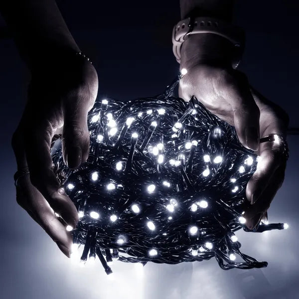 300 LED karácsonyfa fényfüzér, hidegfehér, 19,5 m, IP44, kültéri
