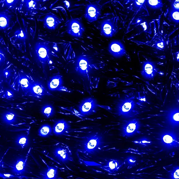 Kék 300 LED-es karácsonyi fényfüzér, 19,5 m, IP44, toldható