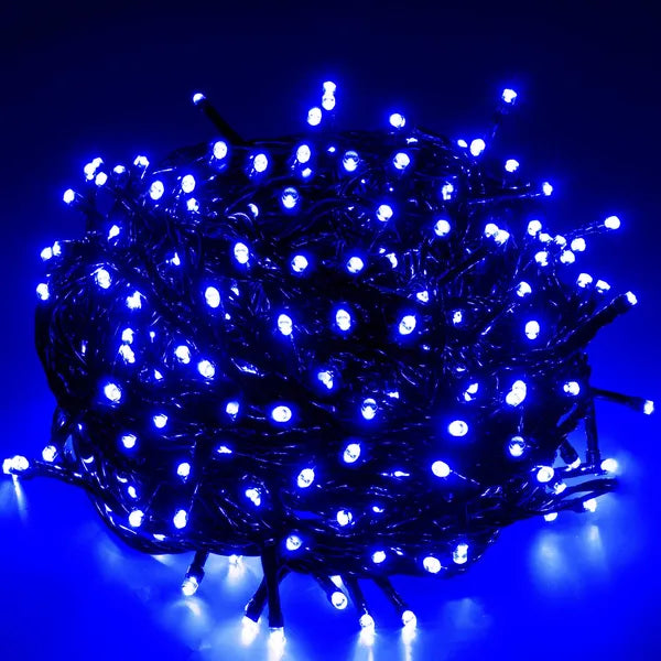Kék 300 LED-es karácsonyi fényfüzér, 19,5 m, IP44, toldható
