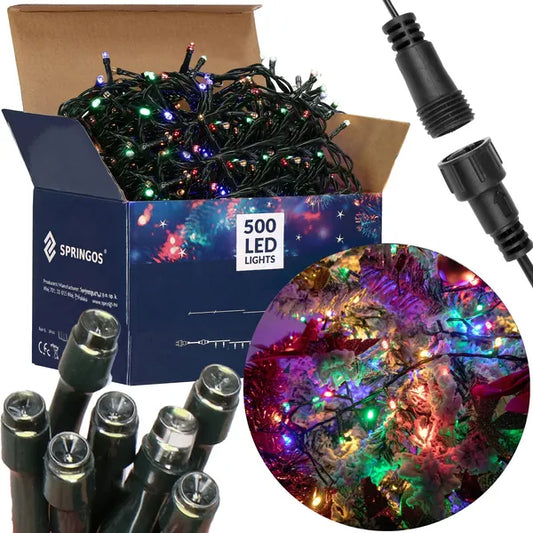 Multiszínű kültéri karácsonyi fényfüzér, 500 LED, 31,5 m, IP44