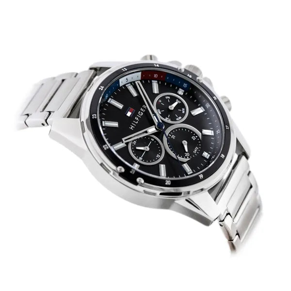 Tommy Hilfiger Mason férfi karóra 45 mm, ezüst nemesacél, WR50